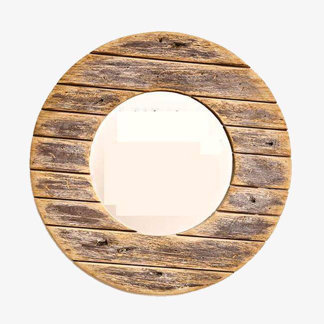 Miroir mural décoratif rond en bois effet plancher - vue 2 sur 8