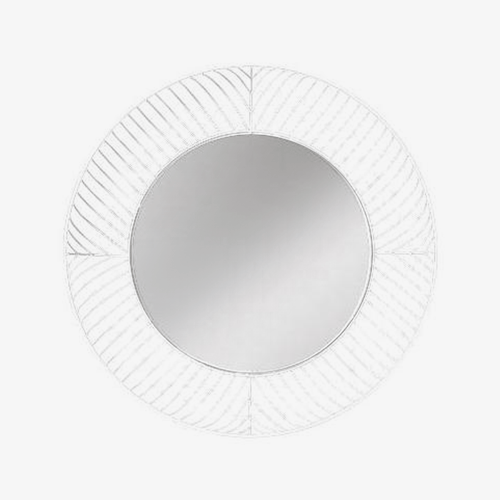 Miroir mural décoratif rond en métal blanc Lattice