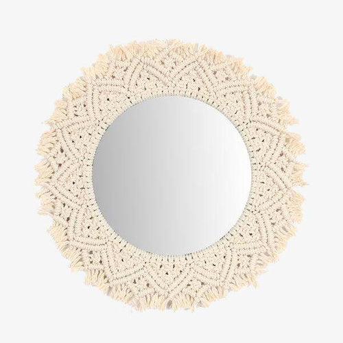 Miroir mural décoratif rond en tissu tressé Tapestry