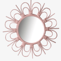 Miroir mural décoratif rond rose en fleur French