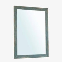 Miroir mural rectangulaire avec cadre bleu retro industriel