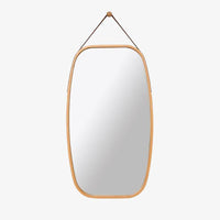 Miroir mural suspendu rectangle arrondi aux bords marrons Wear