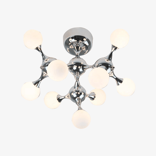 Plafonnier chromé à LED style molécule moderne