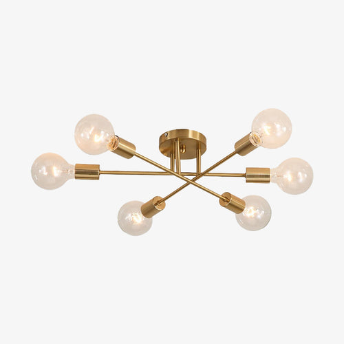 Plafonnier design LED avec 6 lampes entrecroisées en métal Eugie