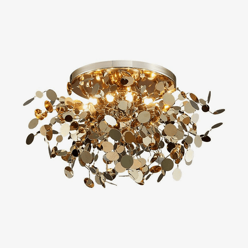 Plafonnier design LED avec feuilles dorées Creative - vue 2 sur 8