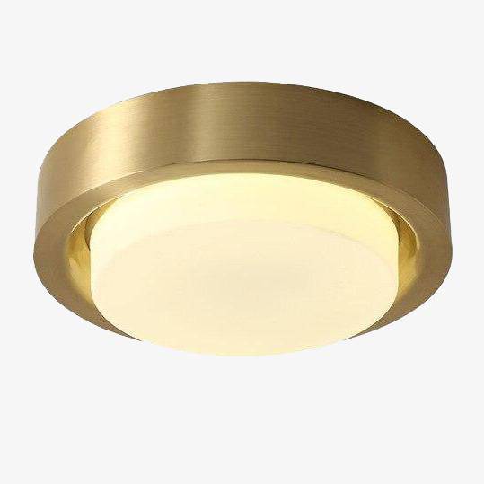 Plafonnier design LED rond aux bords rétro dorés - vue 2 sur 8