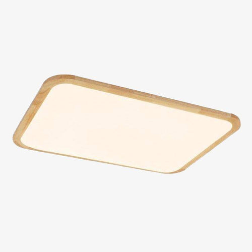 Plafonnier en bois à LED rectangle à bords arrondis