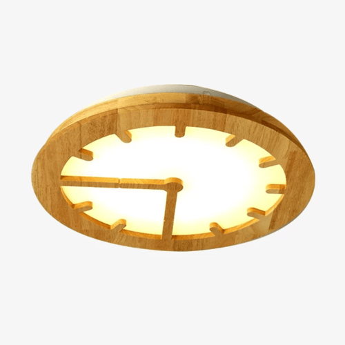 Plafonnier LED horloge en bois
