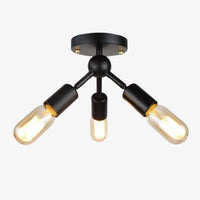 Plafonnier moderne à LED en métal noir avec trois lampes style Industriel