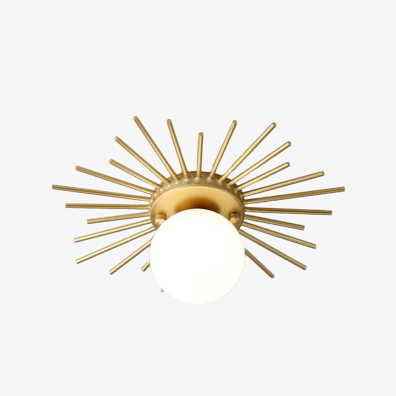 Plafonnier moderne avec boule en verre et métal doré Joha