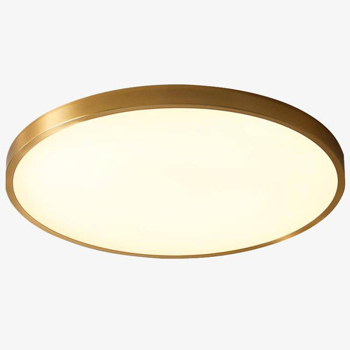 Plafonnier plat et rond doré à LED