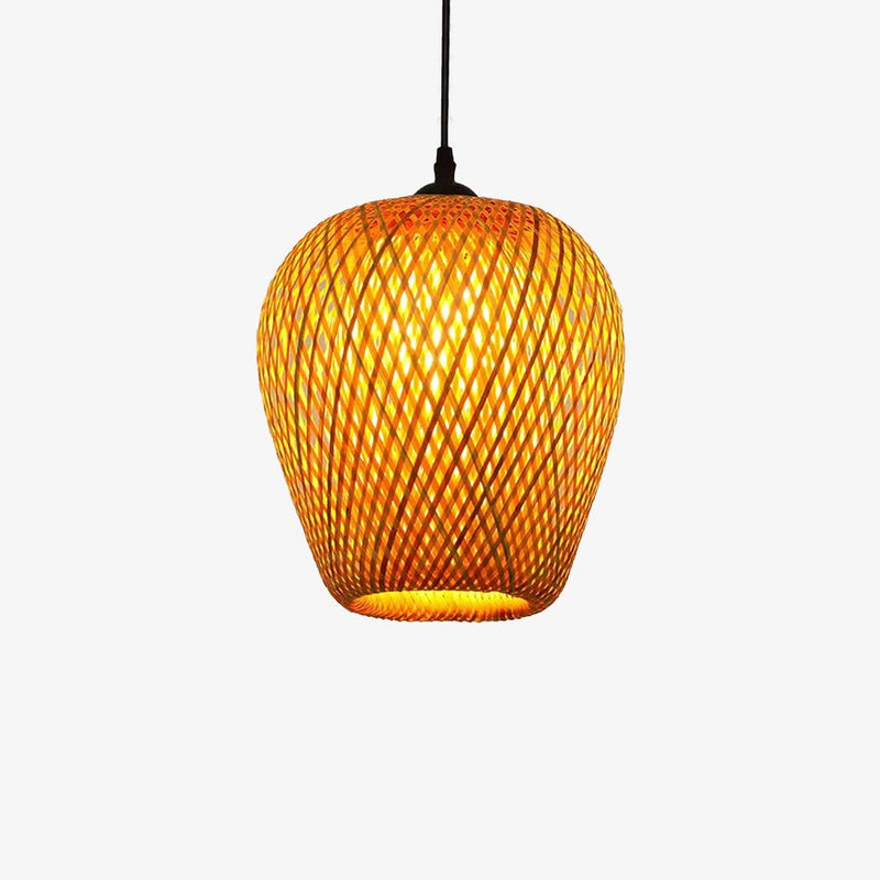 Suspension en rotin LED avec différentes formes arrondies Bamboo