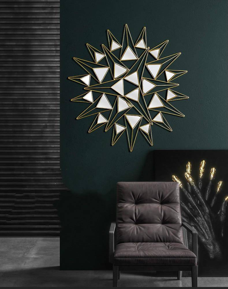 Grand miroir mural design à triangles 3D - vue 7 sur 10