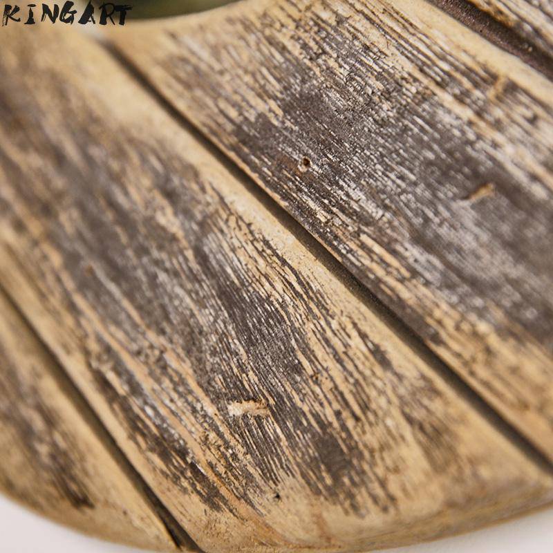 Miroir mural décoratif rond en bois effet plancher - vue 6 sur 8