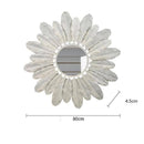 Miroir mural rond avec plumes blanches Decoration