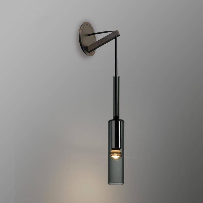 Applique design avec lampe cylindrique en verre fumé suspendue Loft - vue 4 sur 11