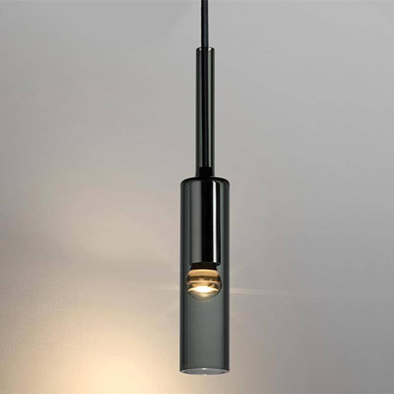 Applique design avec lampe cylindrique en verre fumé suspendue Loft - vue 6 sur 11