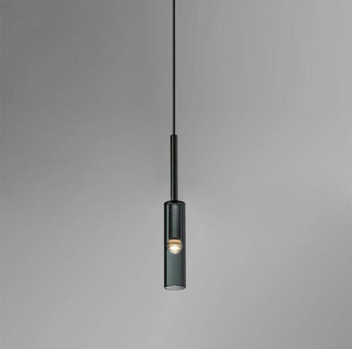 Applique design avec lampe cylindrique en verre fumé suspendue Loft