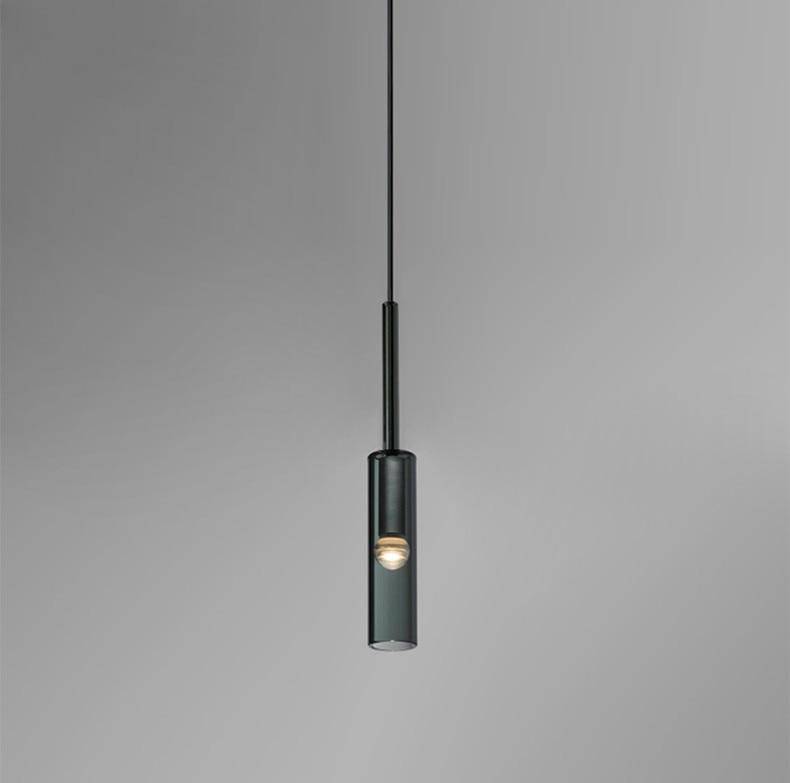 Applique design avec lampe cylindrique en verre fumé suspendue Loft - vue 7 sur 11