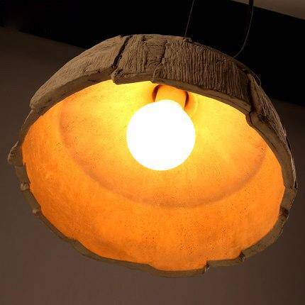 Suspension retro LED avec abat-jour imitation écorce