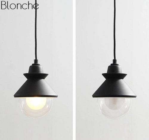 Suspension LED design triangle en métal et boule en verre