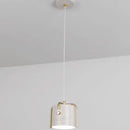 Suspension design LED avec abat-jour en métal coloré style Macaron