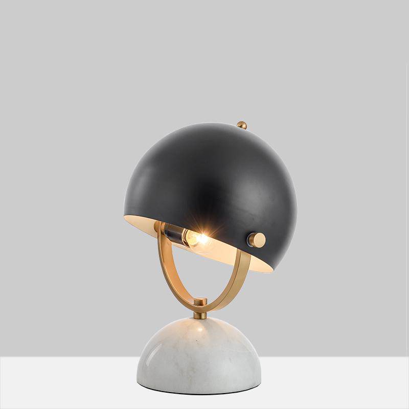 Lampe à poser design LED en marbre avec abat-jour arrondi noir - vue 7 sur 8