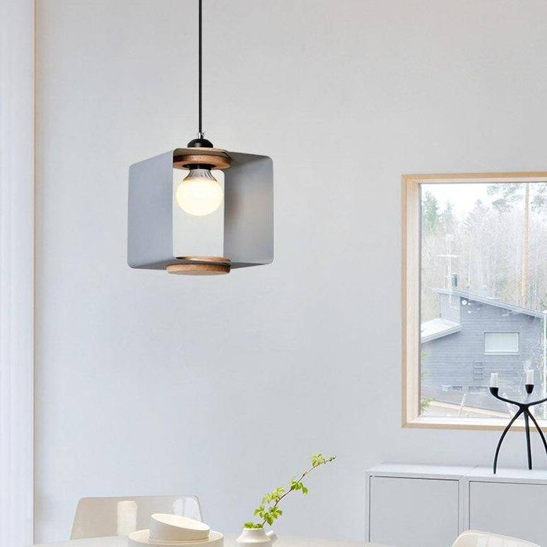 Suspension design à LED avec cube métal coloré Loft - vue 2 sur 9