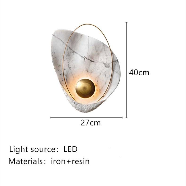 Applique murale design LED style marbre avec anneau doré - vue 8 sur 8