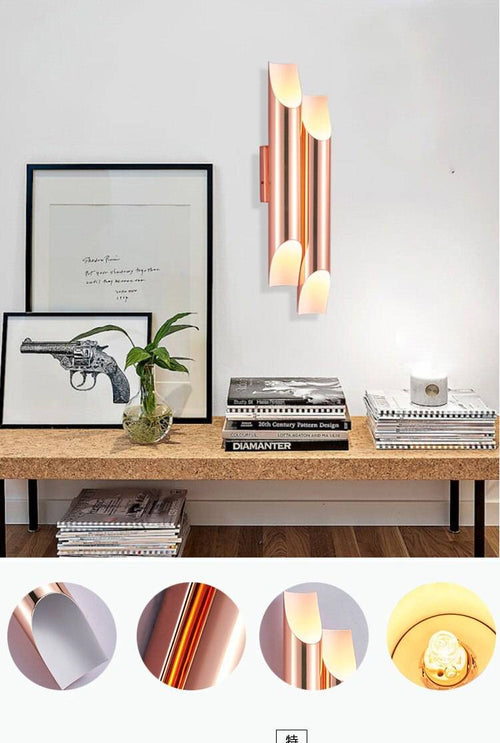 Applique murale design LED cylindre ouvert rose gold - vue 8 sur 8