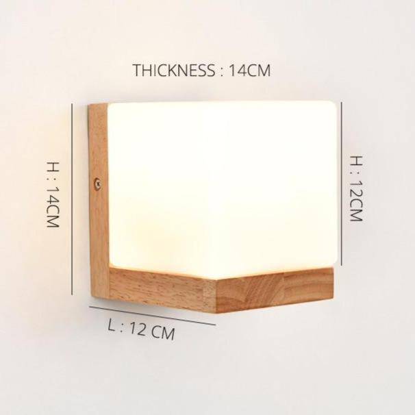 Applique murale moderne à LED en forme cubique en bois