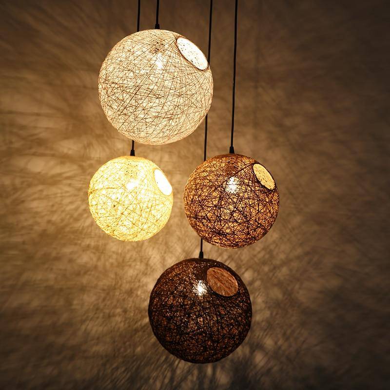 Suspension en boule de tissu de couleur Wicker - vue 4 sur 15