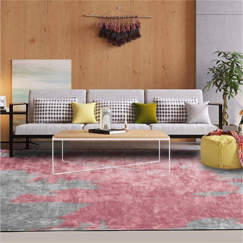 Tapis rectangle bicolore gris et rose Sweet - vue 2 sur 6
