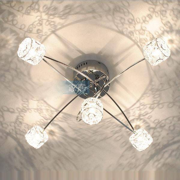 Plafonnier chromé et cristal en aluminium - vue 4 sur 8