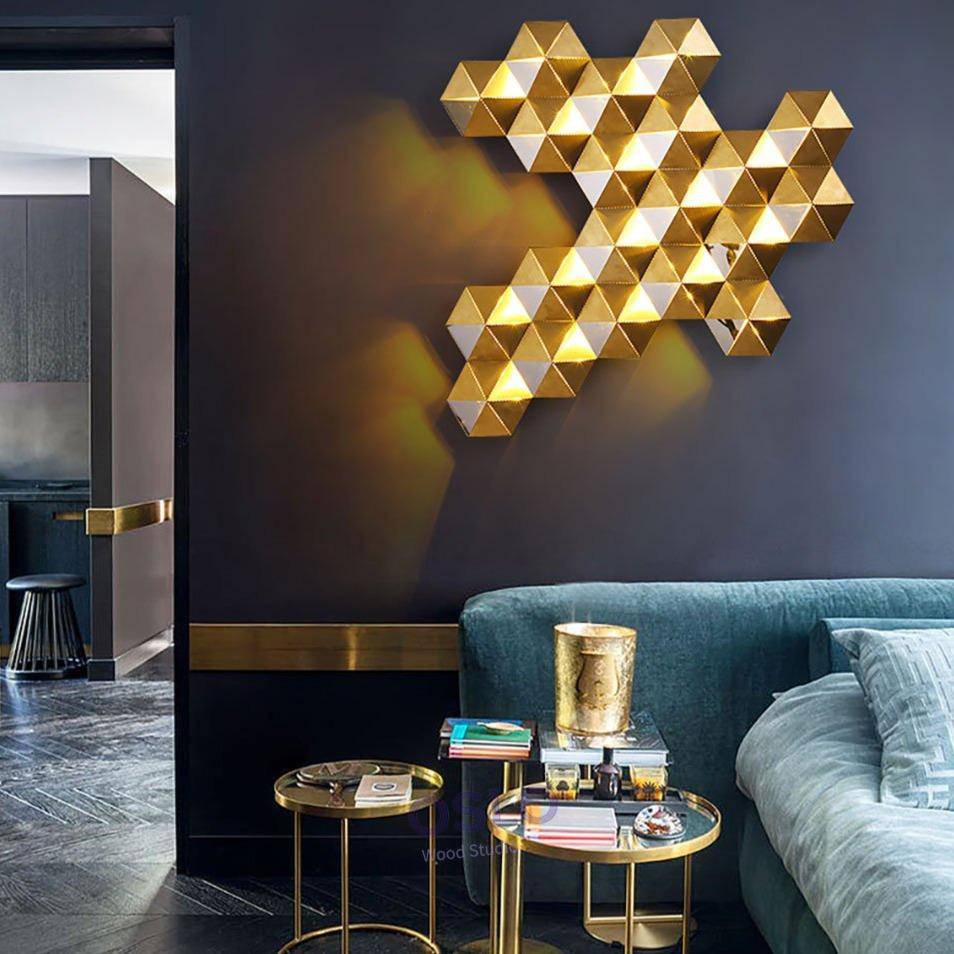 Applique murale design LED aux formes géométriques dorées Luxury - vue 4 sur 10