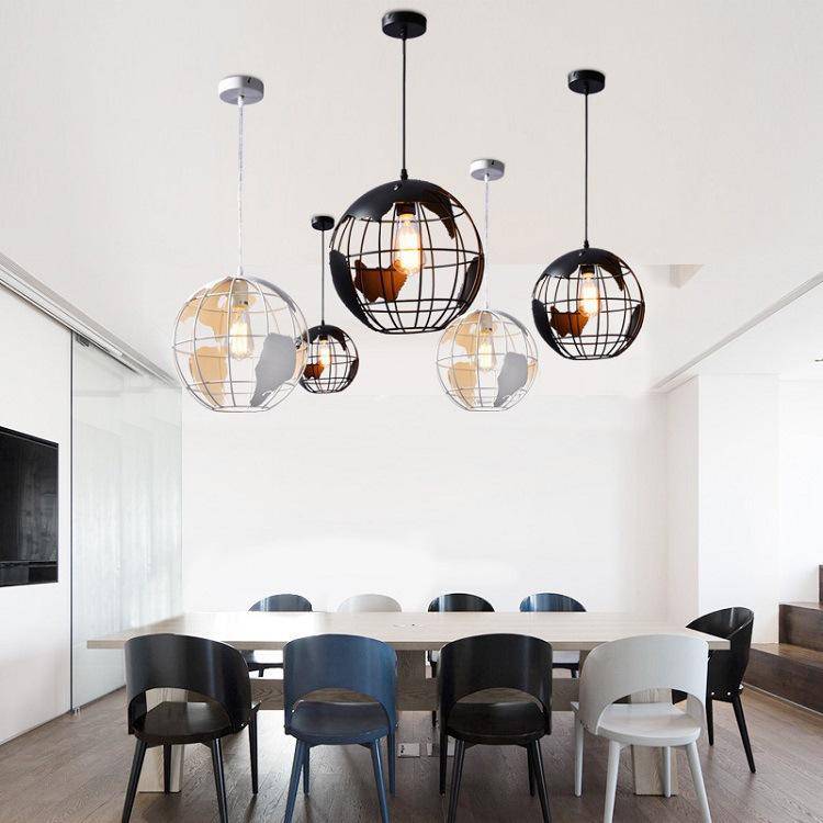 Suspension moderne globe du monde en cage - vue 4 sur 5