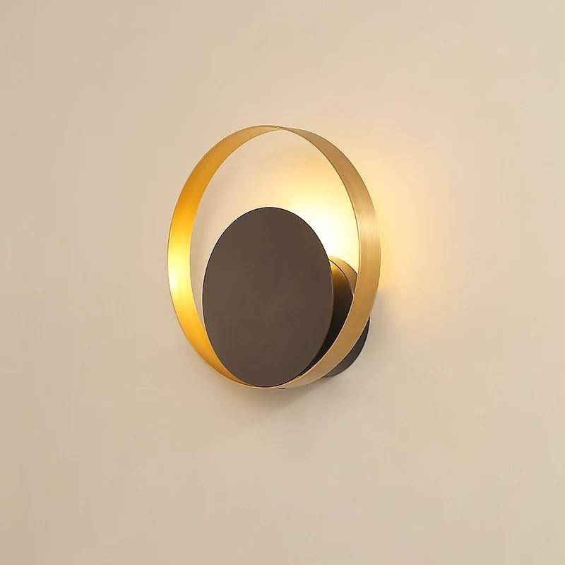 Applique design LED rond doré et noir Moderne - vue 2 sur 3