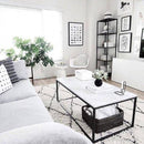 Tapis rectangle shaggy berbère blanc à motifs Ourain
