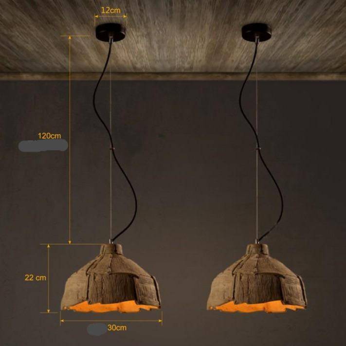 Suspension retro LED avec abat-jour imitation écorce
