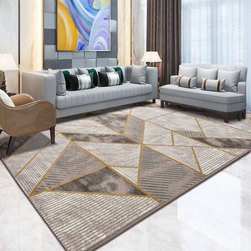 Tapis rectangle aux formes géométriques grises Shen