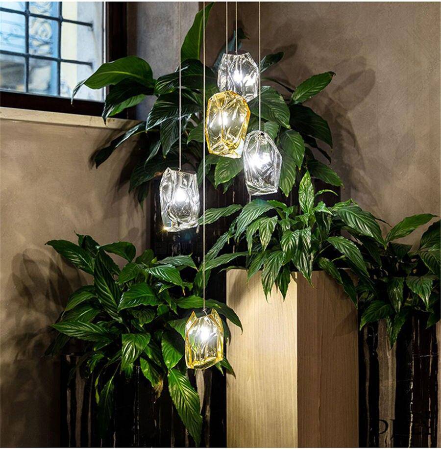 Suspension design à LED en verre cristal coloré Luxury - vue 2 sur 10