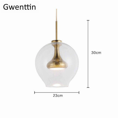 Suspension design LED en métal et boule en verre Denver