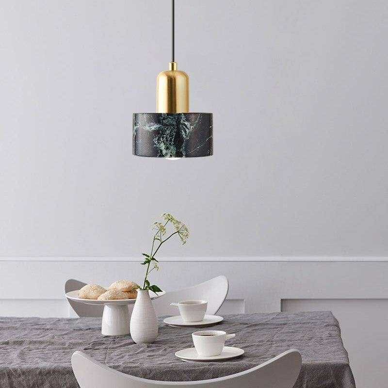 Suspension design LED dorée en marbre noir Luxury - vue 3 sur 3
