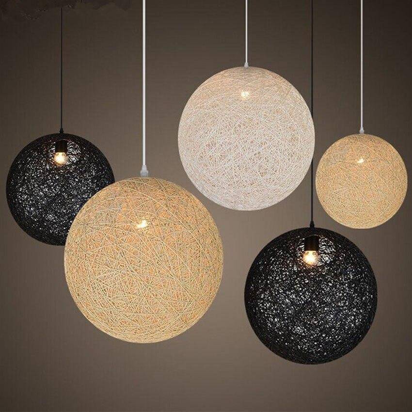 Suspension en rotin LED avec boule colorée Simple - vue 5 sur 16