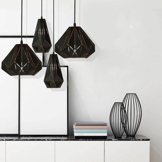 Suspension design rétro en métal noir Loft