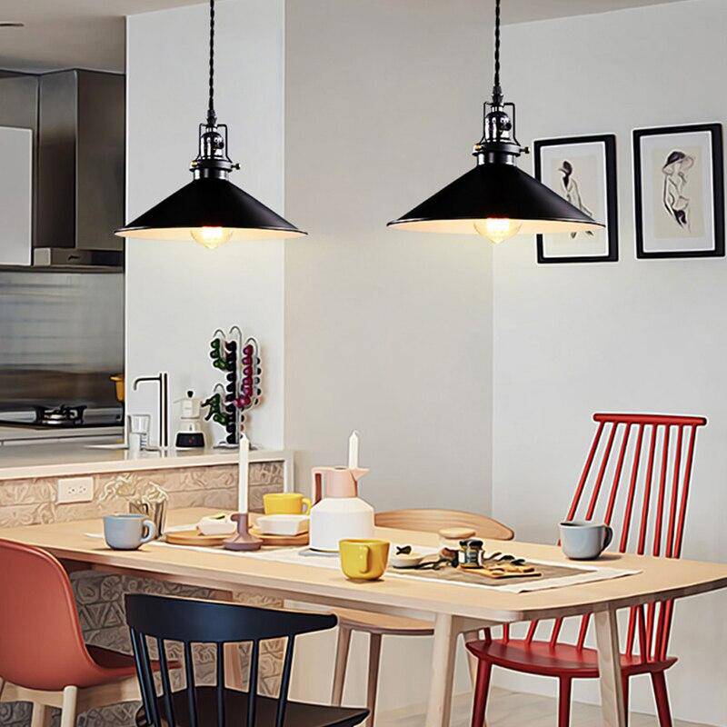 Suspension retro LED en métal avec abat-jour conique Edison