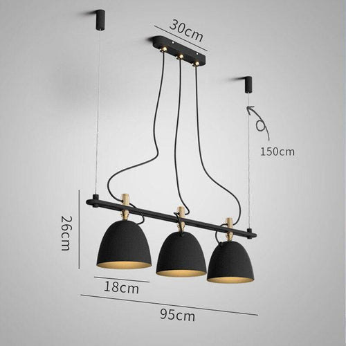 Suspension design LED avec plusieurs abats-jours noirs Loft