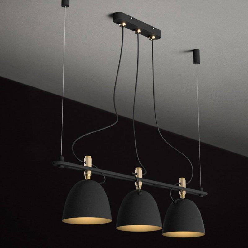 Suspension design LED avec plusieurs abats-jours noirs Loft