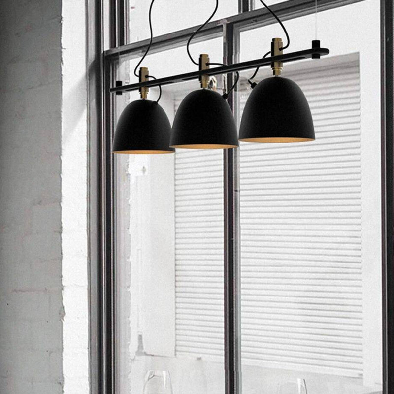 Suspension design LED avec plusieurs abats-jours noirs Loft