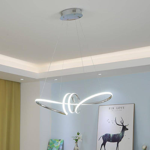 Lustre design à LED avec spirales dorées Néo
